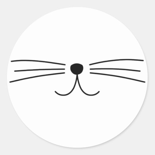 Cute Cat Whiskers Classic Round Sticker