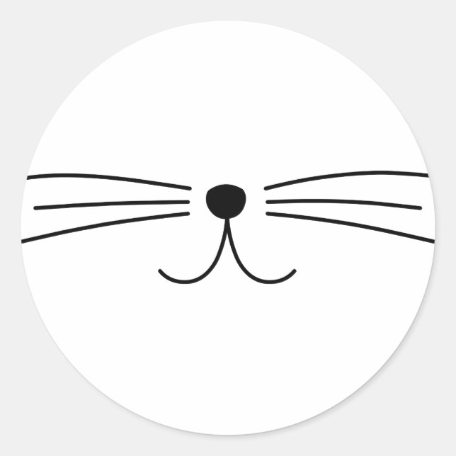 Cute Cat Whiskers Classic Round Sticker (Front)