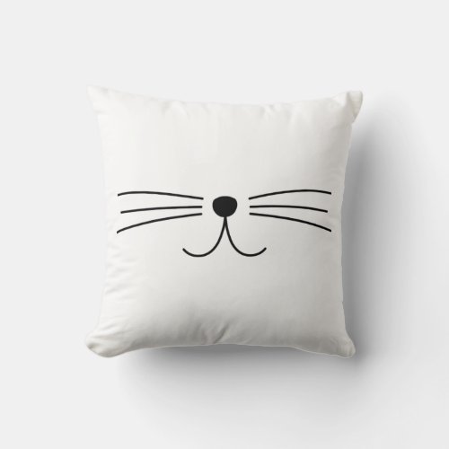 Cute Cat Whiskers Throw Pillow