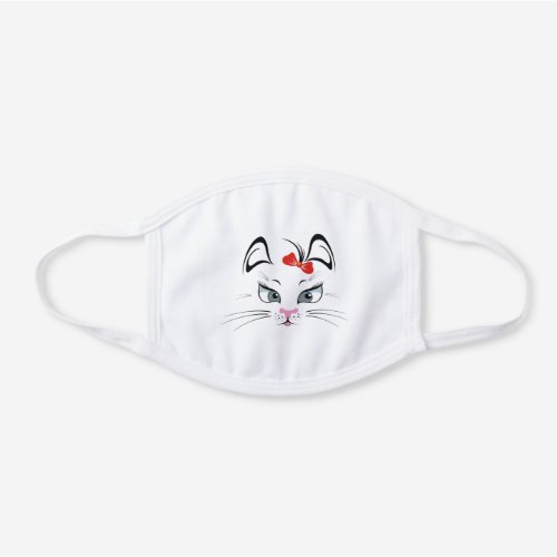 Cute Cat White Cotton Face Mask