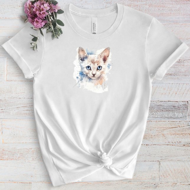 Cute cat white watercolor T-Shirt (Creator Uploaded)