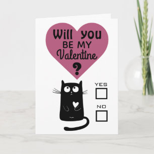 Cute Cat Will You be my Valentine Card