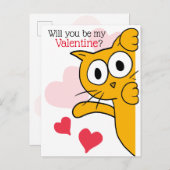 Cute Cat Will You Be My Valentine Postcard (Front/Back)
