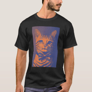 Cute Cat With A Bow Tie Collar Kitsch Style Art T-Shirt