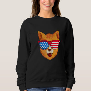 Cute Cat With American Flag Glasses Sweatshirt