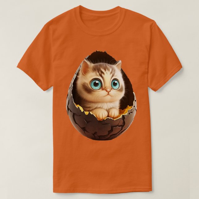 Cute Cat with big eyes in the egg 2 T-Shirt (Design Front)