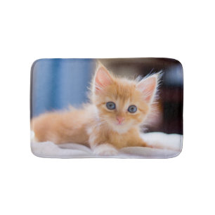 Cute Cat With Blue Eyes Bath Mat