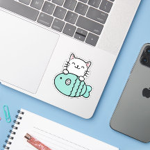 Cute Cat with  Blue Fish