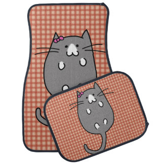 Cute Cat with Bow Car Mat