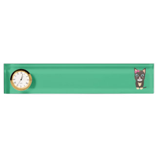Cute cat with bow desk name plate