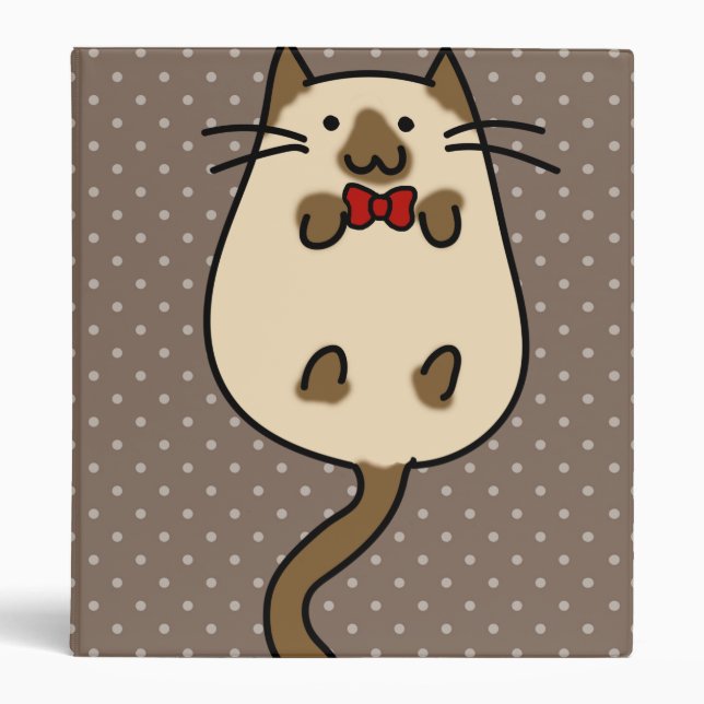 Cute Cat with Bow Tie 3 Ring Binder (Front)