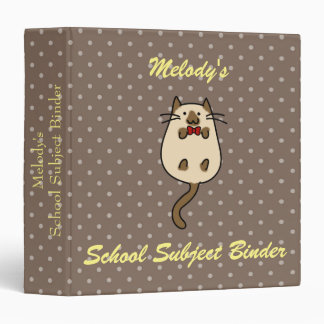 Cute Cat with Bow Tie 3 Ring Binder