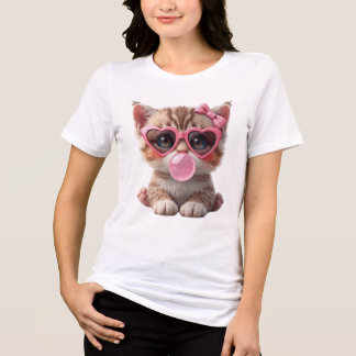 Cute Cat with Bubble Gum Tee