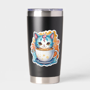 Cute Cat With Coffee Mug Cartoon Design-94678 Insulated Tumbler