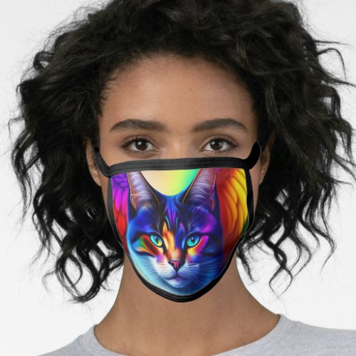 Cute Cat With Colorful Angle Wings Gift Face Mask