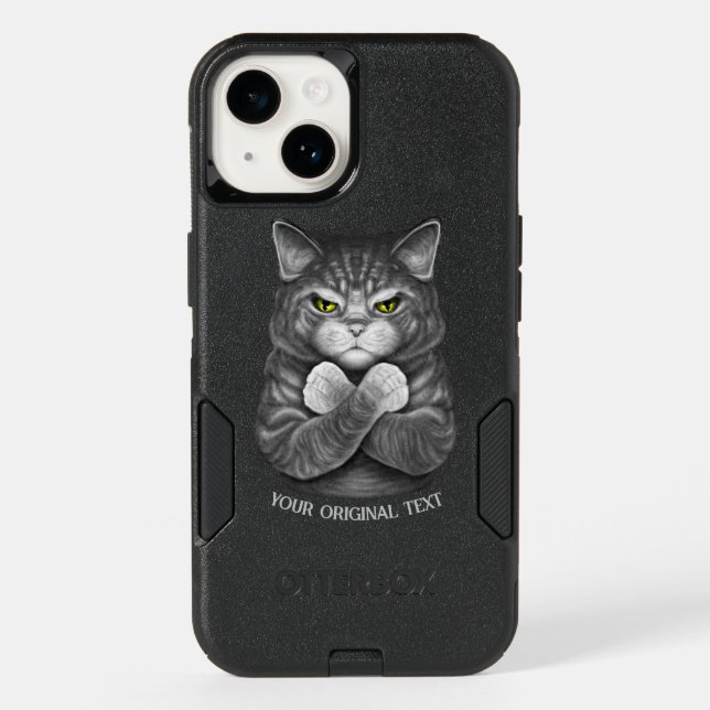 Cute cat with crossed paws   otterbox iPhone case (Back)