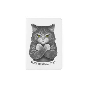 Cute cat with crossed paws passport holder