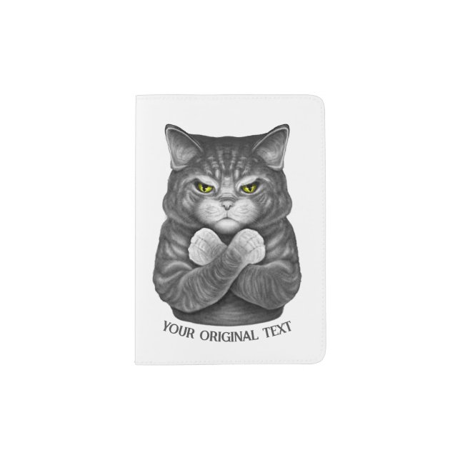 Cute cat with crossed paws passport holder (Front)