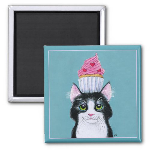 Cute Cat with Cupcake magnet