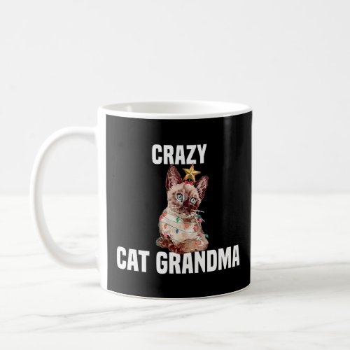 Cute cat with fairy lights Crazy Cat Grandma  Coffee Mug
