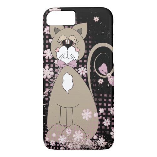 cute cat with flowers and bow tie iPhone 87 case