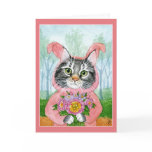 Cute Cat with flowers in bunny suit card Cute Cat with flowers in bunny suit card