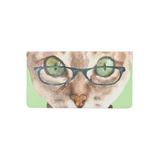 Cute Cat With Glasses Checkbook Cover