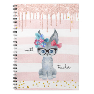 Cute Cat with Glasses Math Teacher Notebook