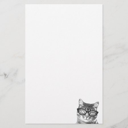 Cute Cat With Glasses Stationery Paper For Writing