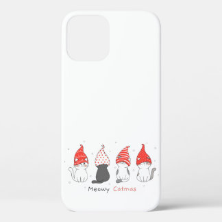 cute cat with gnome hat for christmas. iPhone 12 case