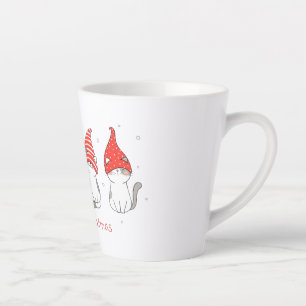 cute cat with gnome hat for christmas. latte mug