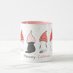 cute cat with gnome hat for christmas. mug