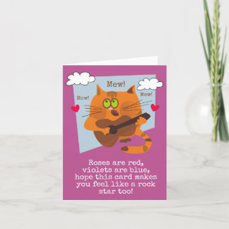 Cute Cat With Guitar Music Teacher Thank you Card