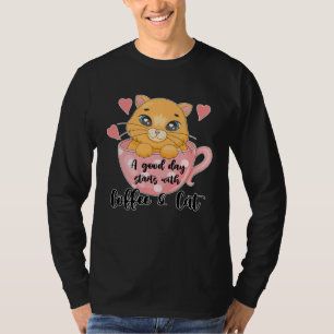 Cute Cat With Heart Coffee Mug Cat  for Women Girl T-Shirt