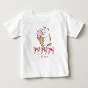 Cute Cat with Ice Cream and name T-Shirt