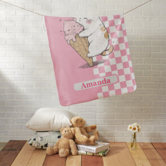Cute Cat with Ice Cream Cone Baby Blanket