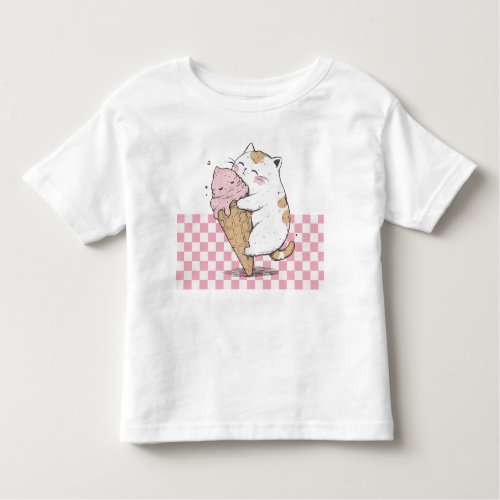 Cute Cat with Ice Cream Cone Toddler T-shirt
