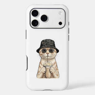Cute Cat with Iced Coffee Iphone 18 Pro Max Case