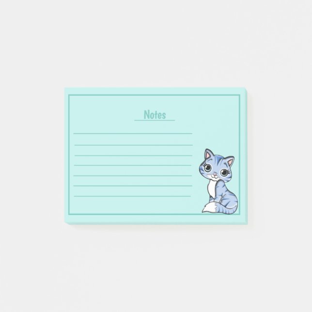 Cute Cat with Lines Post-it Notes (Front)