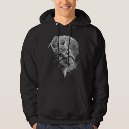 Cute Cat With Moon 2Funny Cat Hoodie