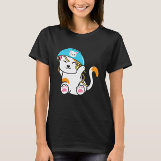 Cute Cat with Noodle Bowl over Head Food Cats T-Shirt