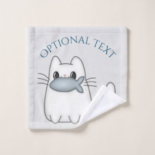 Cute Cat with Prize Fish Bath Towel Set
