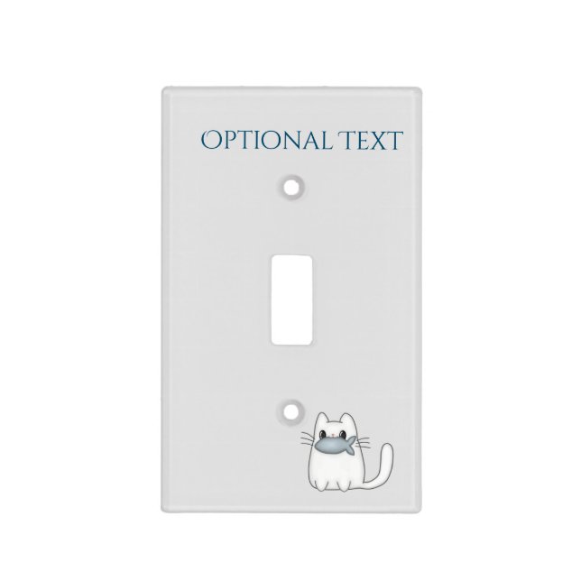 Cute Cat with Prize Fish Light Switch Cover (Front)