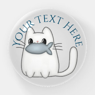 Cute Cat with Prize Fish Paperweight