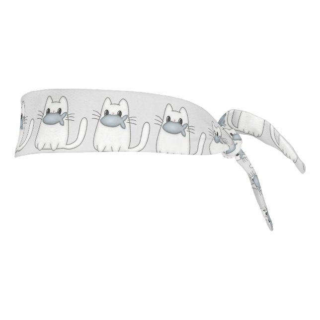 Cute Cat with Prize Fish Tie Headband (Rotate 90)