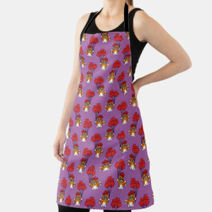 Cute Cat with Red Heart Balloons Apron