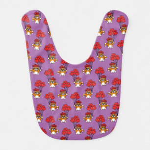 Cute Cat with Red Heart Balloons Baby Bib