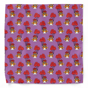 Cute Cat with Red Heart Balloons Bandana
