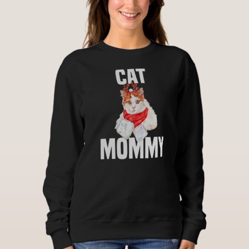 Cute cat with reindeer costume cat mommy sweatshirt