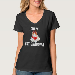 Cute cat with reindeer costume Crazy Cat Grandma T-Shirt
